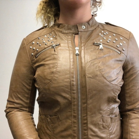 Bernardo Brown Studded Leather Jacket - Picture 5 of 5